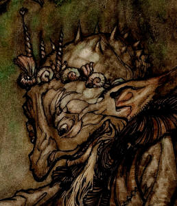 Detail from ''The Fish King and the Dog Fish'' by Arthur Rackham